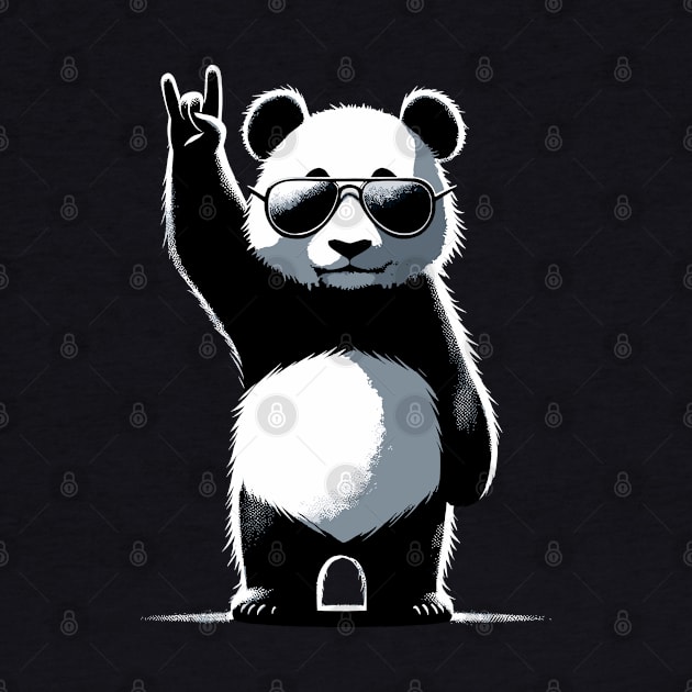 Retro Panda Rock Music Gift Funny Panda by KsuAnn